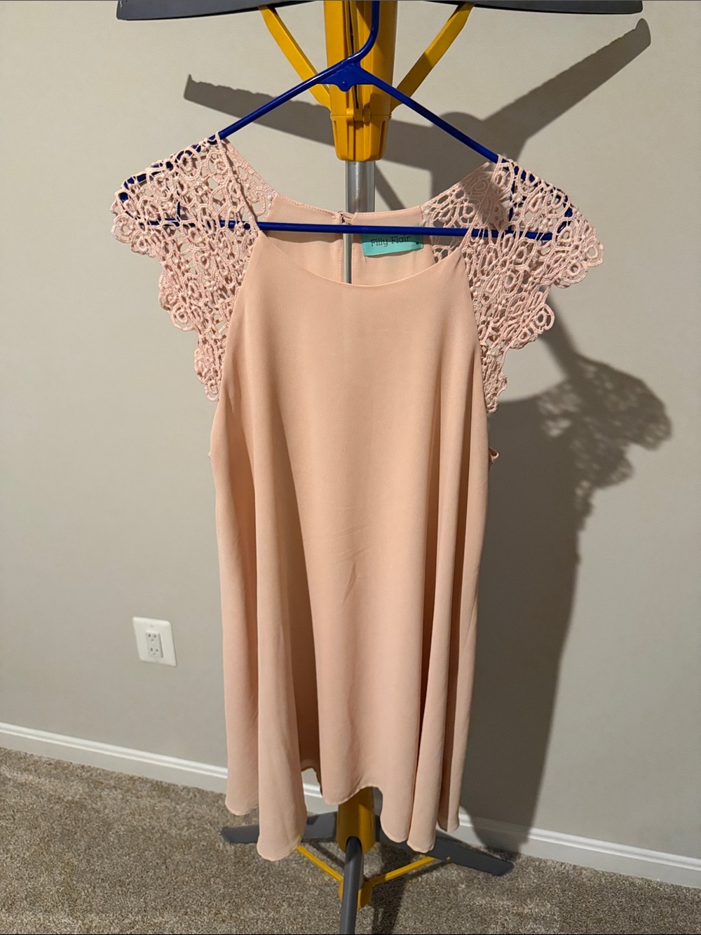 Filly Flair Blush Lace-Cap Mini Dress